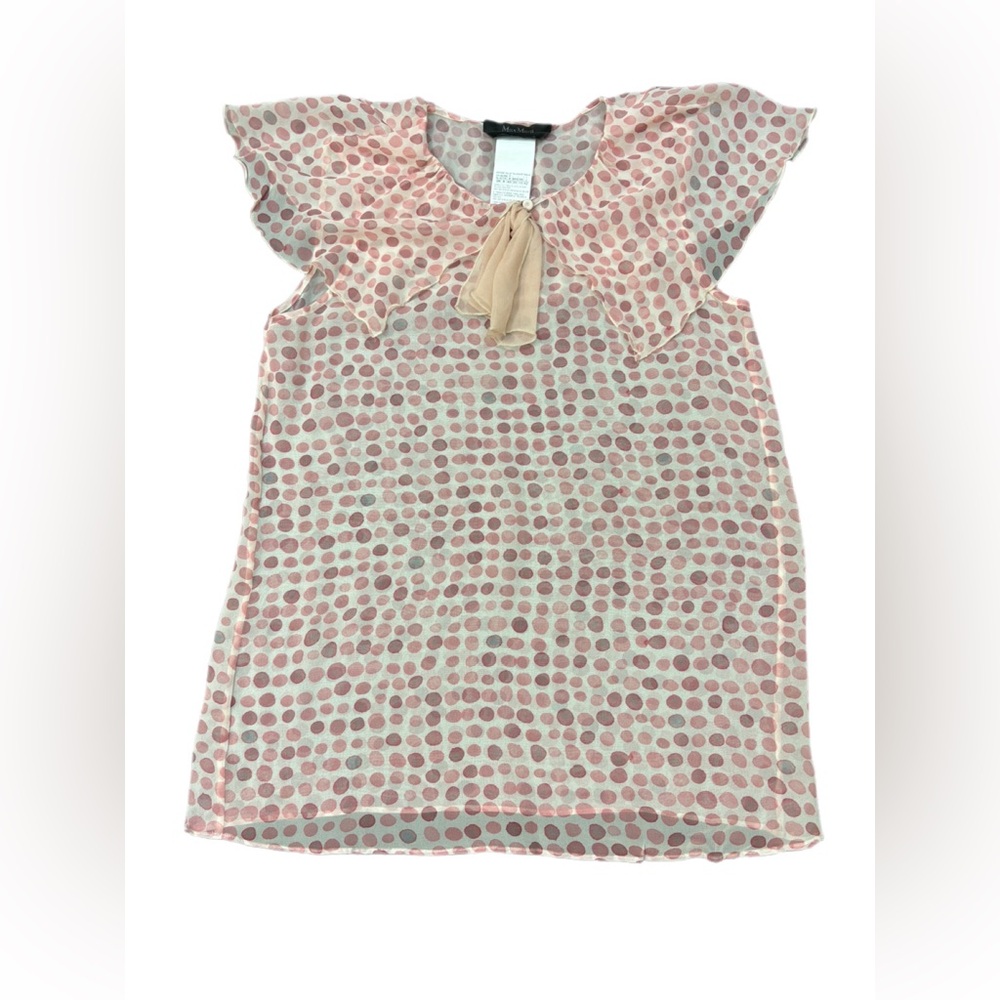 MaxMara Pink Polka Dot Silk Blouse Size 8